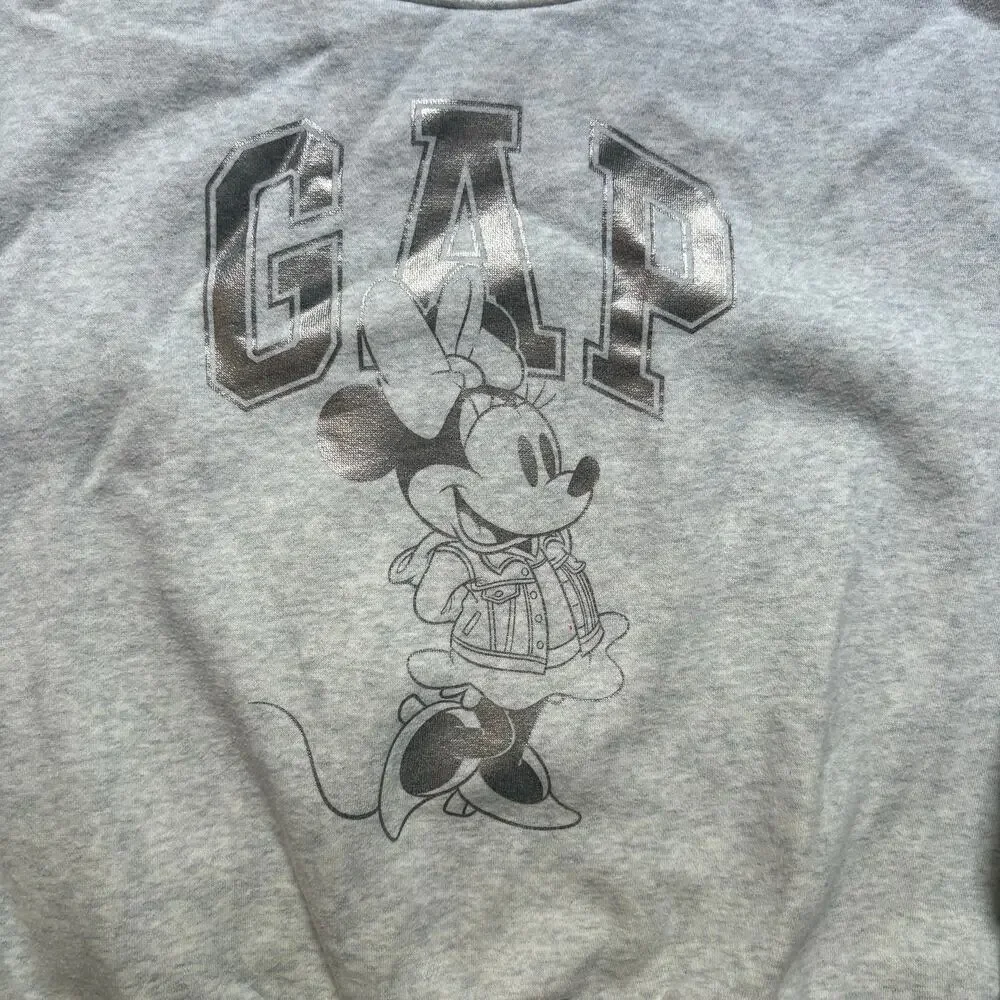 Gap Disney Minnie Mouse silver graphic crew girls‎ sweatshirt SIZE 10